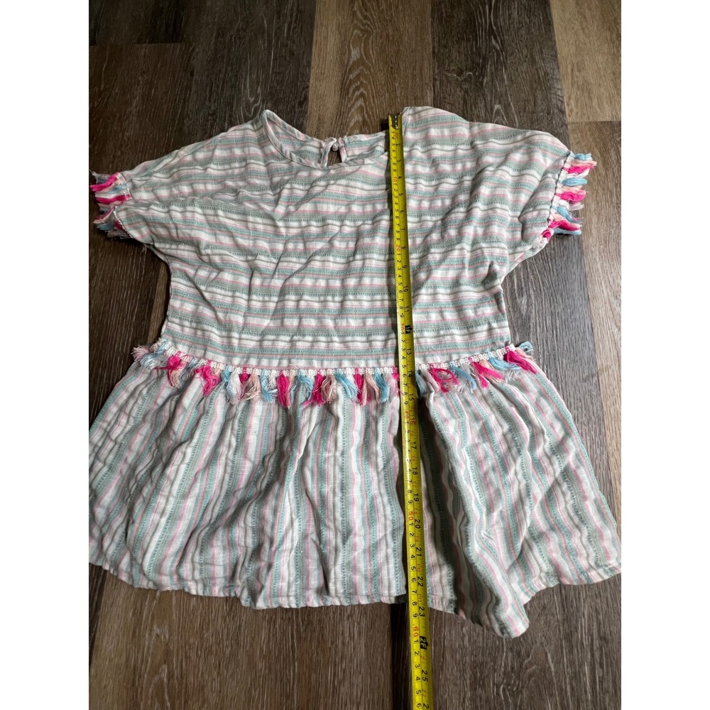 Striped Tassel Peplum Top Womens Small Multicolor Excellent Boho S - Picture 4 of 7